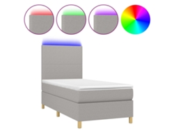 Maison Exclusive - Cama Box Spring Colchón Y Luces Led Tela Gris Claro 100x200 Cm
