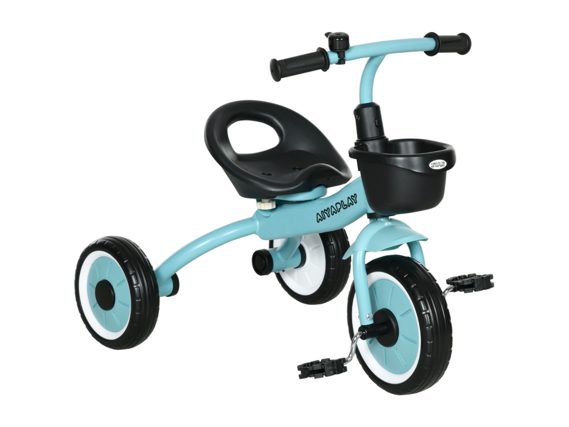 Triciclo Con Asiento Ajustable, Timbre Y Cesta De Metal Azul, Apto Para Niños De 2 A 5 Años.