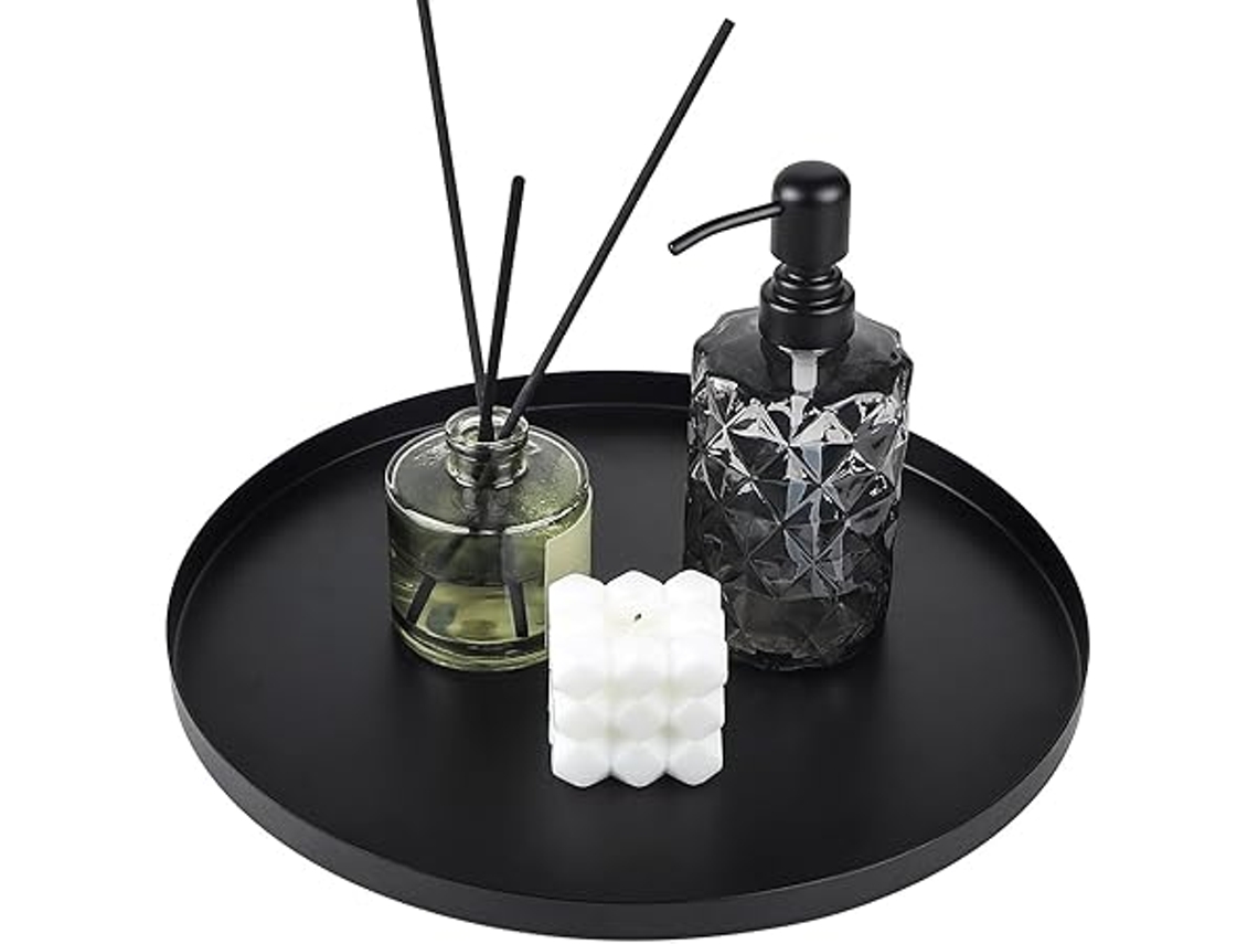 Bandeja decorativa redonda de acero inoxidable resistente para accesorios, STELASPLEN