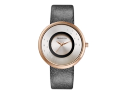 Reloj De Pulsera Rebirth Para Mujer, Movimiento De Cuarzo Resistente Al Agua, Esfera Redonda Negra.