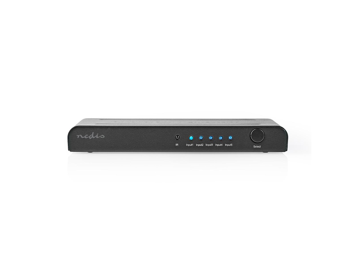 Switch Hdmi NEDIS 5 Puertos 5 Entradas Hdmi 1 Salida Hdmi 4K@60Hz 18 Gbps Control Remoto Metal Antracita