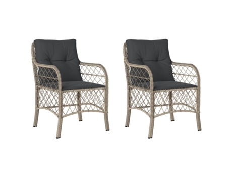 Conjunto 2 Sillones de jardín con cojines VIDAXL ratán sintético gris