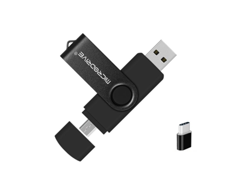 Pen USB SLOWMOOSE 3 en 1 Multifuncional Otg (Negro - 128 GB)
