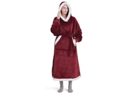 Manta Chrui Sherpa Con Capucha Para Adultos, Talla Extragrande De 150 Cm (rojo Vino)