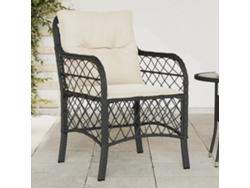 Sillas de jardín con cojines, 2 unidades, mimbre sintético negro, Dkd Home Decor