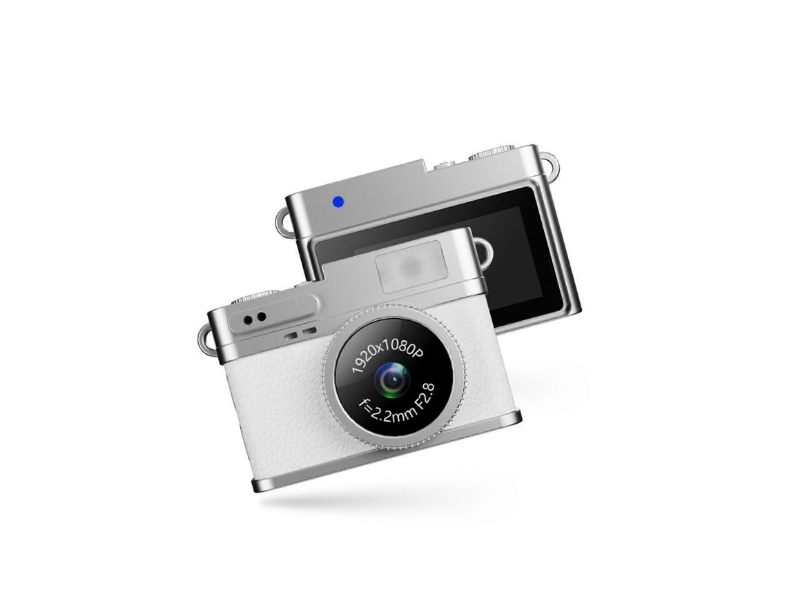 Mini cámara llavero 1080p Mini cámara digital retro Pequeña y portátil Grabadora de vídeo de bolsillo para viajes y estudios Blanca TAISHENGDA
