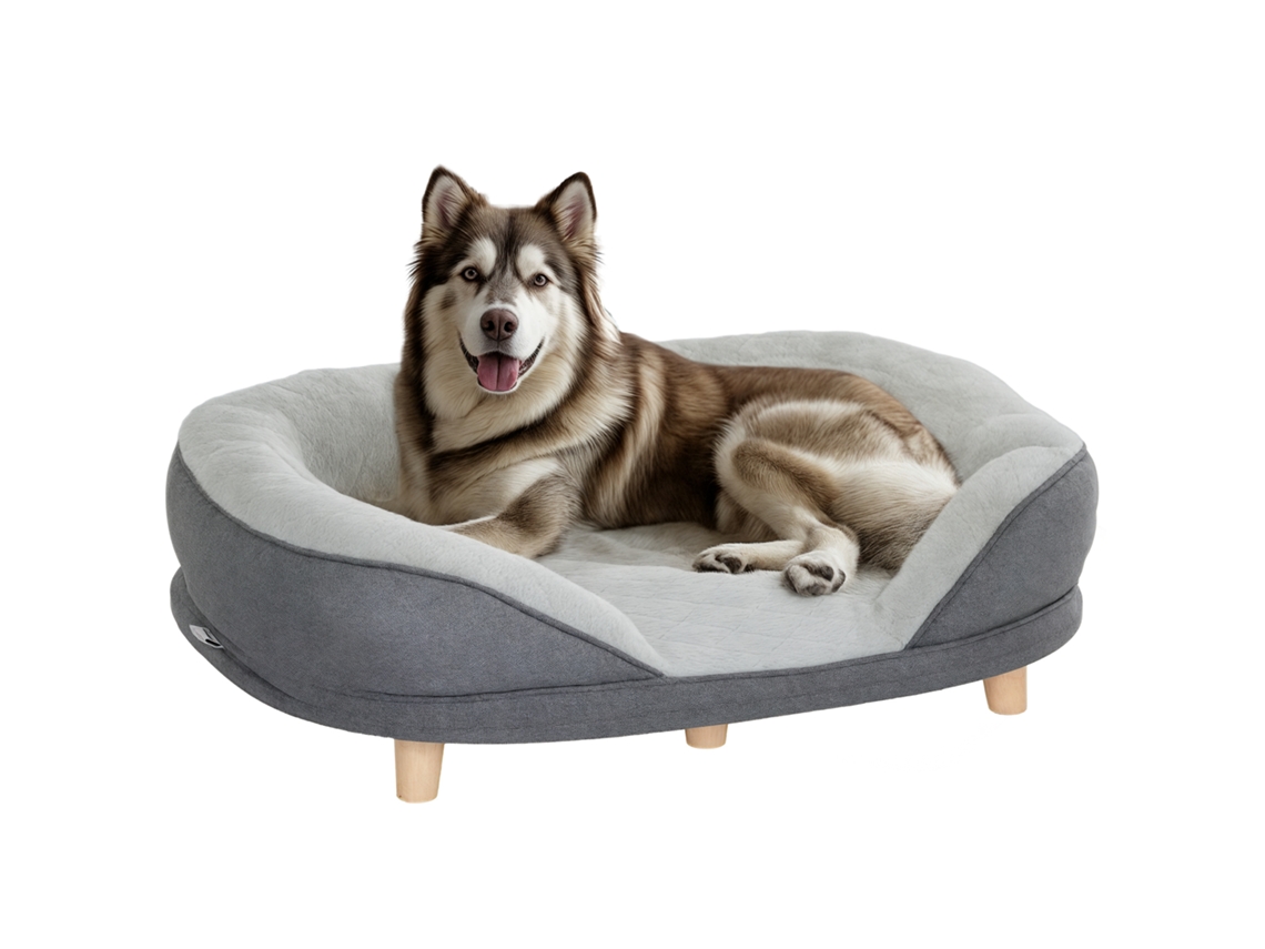 Sofá Para Mascotas Con Parte Superior Desmontable Funda Lavable Y Patas De Madera Carga 25 Kg 90x78x25 Cm Gris