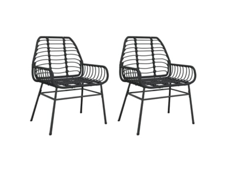 Conjunto 2 Sillas de jardín VIDAXL ratán sintético negro
