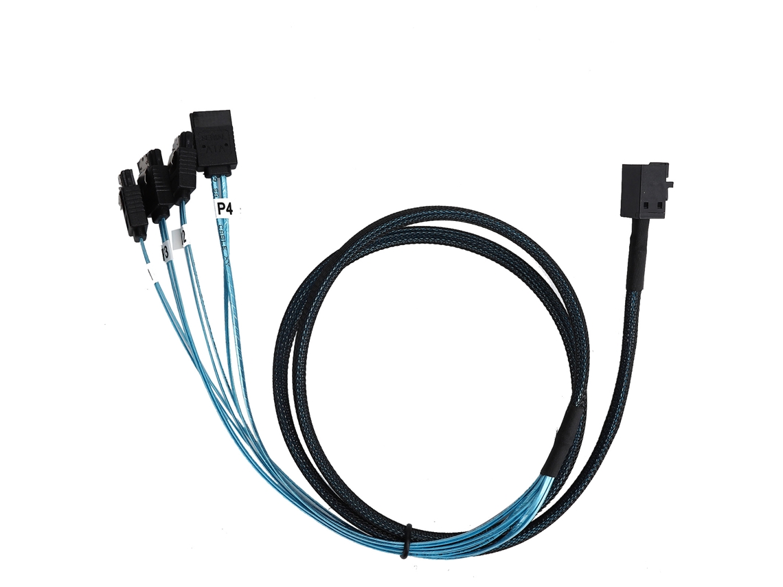Cabo Mini Sas Hd 12gb Sff-8643 Para 4 Sata Lsi Adaptador 1m Cobre Tecido Substituição
