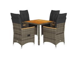 Maison Exclusive - Juego de comedor de jardín de 5 piezas con cojines de mimbre, gris