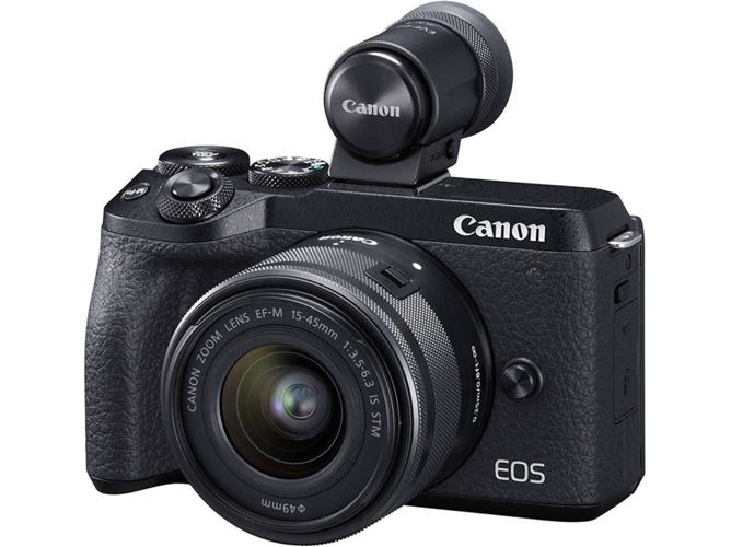 Kit Cámara Mirrorless CANON EOS M6 Mark II Negro EF-M 15-45mm F3.5-6.3 IS STM Negro + EVF-DC2