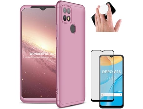 Funda, Protector y Popsocket Oppo A15 PHONESHIELD Flexguard Rosa
