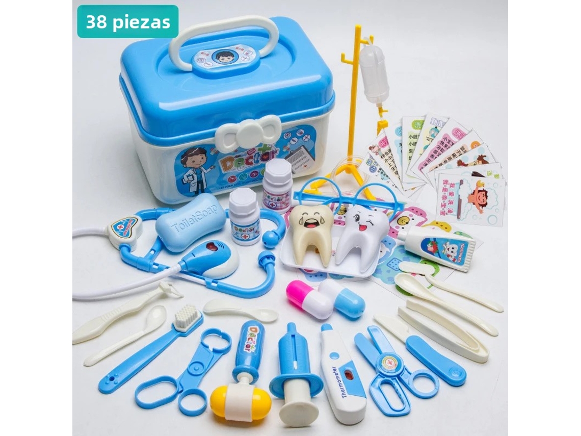 (azul, 38 Piezas) Kit Médico Para Niños, Kit Médico De Accesorios De Hospital, Bolsa De Herramientas De Enfermera