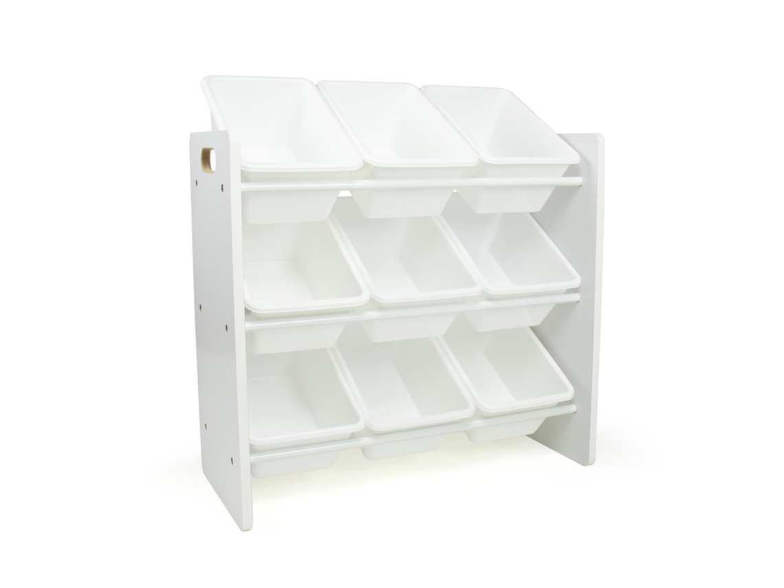 Organizador de juguetes de madera para niños con 9 cajas de almacenamiento, blanco Humble Crew