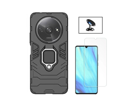 Funda Clearglass Military Defender para Xiaomi Xiaomi Redmi A3 PHONECARE Vidrio Templado Negro