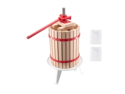 Prensa manual para frutas y vino Succebuy con cesta de madera, 18 L para zumos