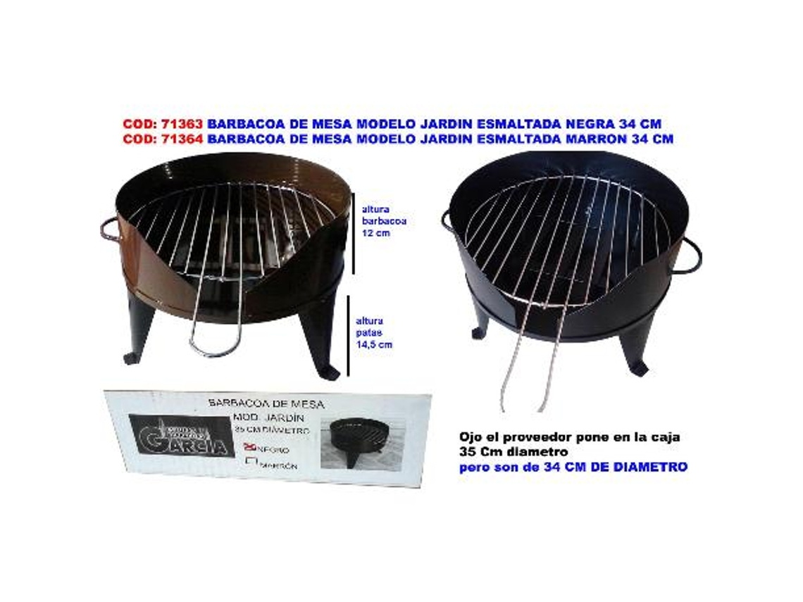 Mesa Barbacoa PROPIO Modelo Jardin Esmaltada Marrón 34 cm