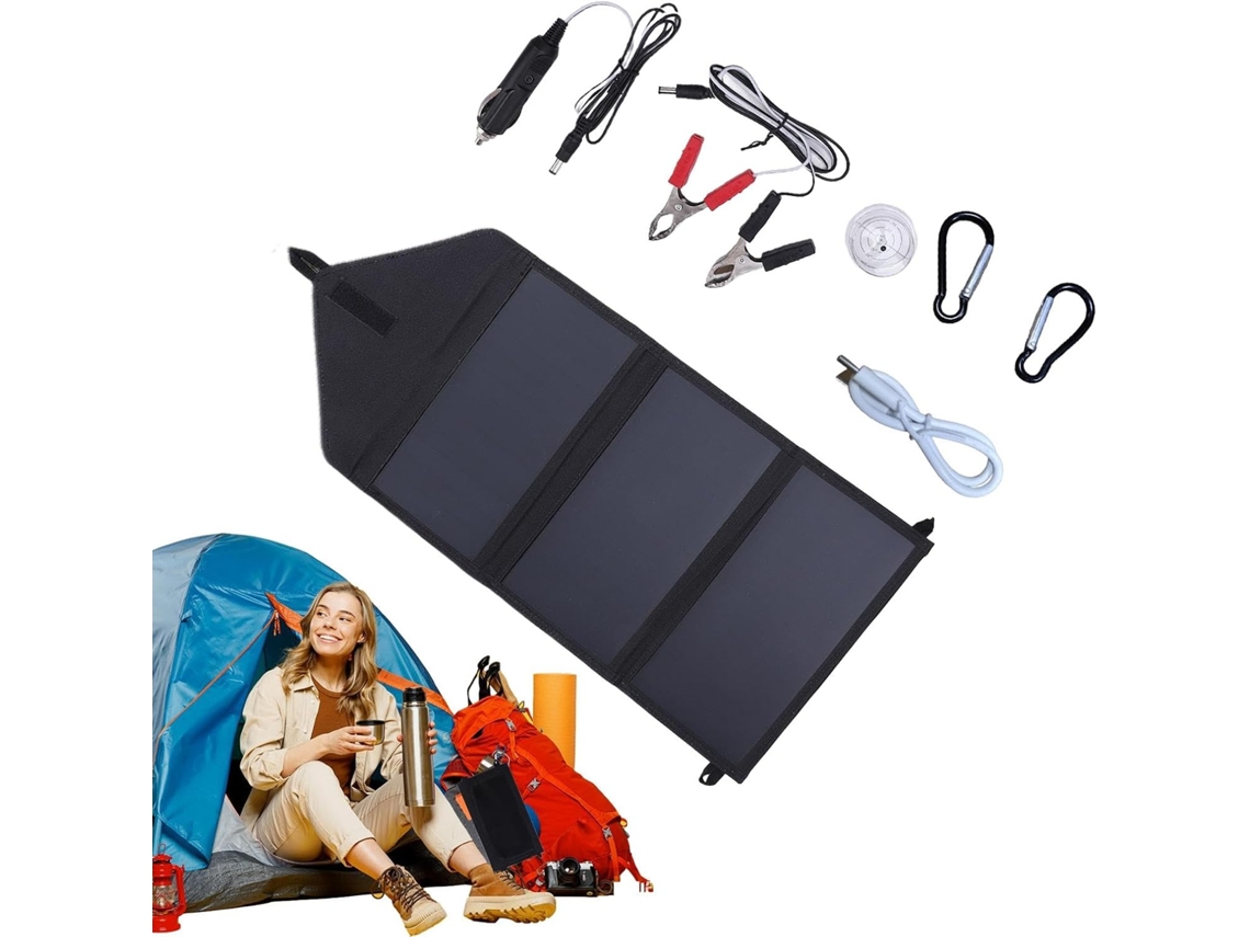 Kit De Panel Solar Portátil, Generador Plegable Triple De 100 W, 29 X 15,3 Cm / 11,4 X 6,0