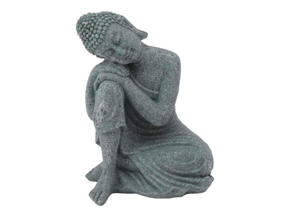 Estatua De Buda De Arena Verde, Escultura Decorativa Para Sala De Estudio O Patio 7135k-05