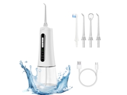 Irrigador Bucal Flosser De Agua Dental Inalámbrico, 4 Modos, 4 Boquillas, Blanco Recargable SIURN