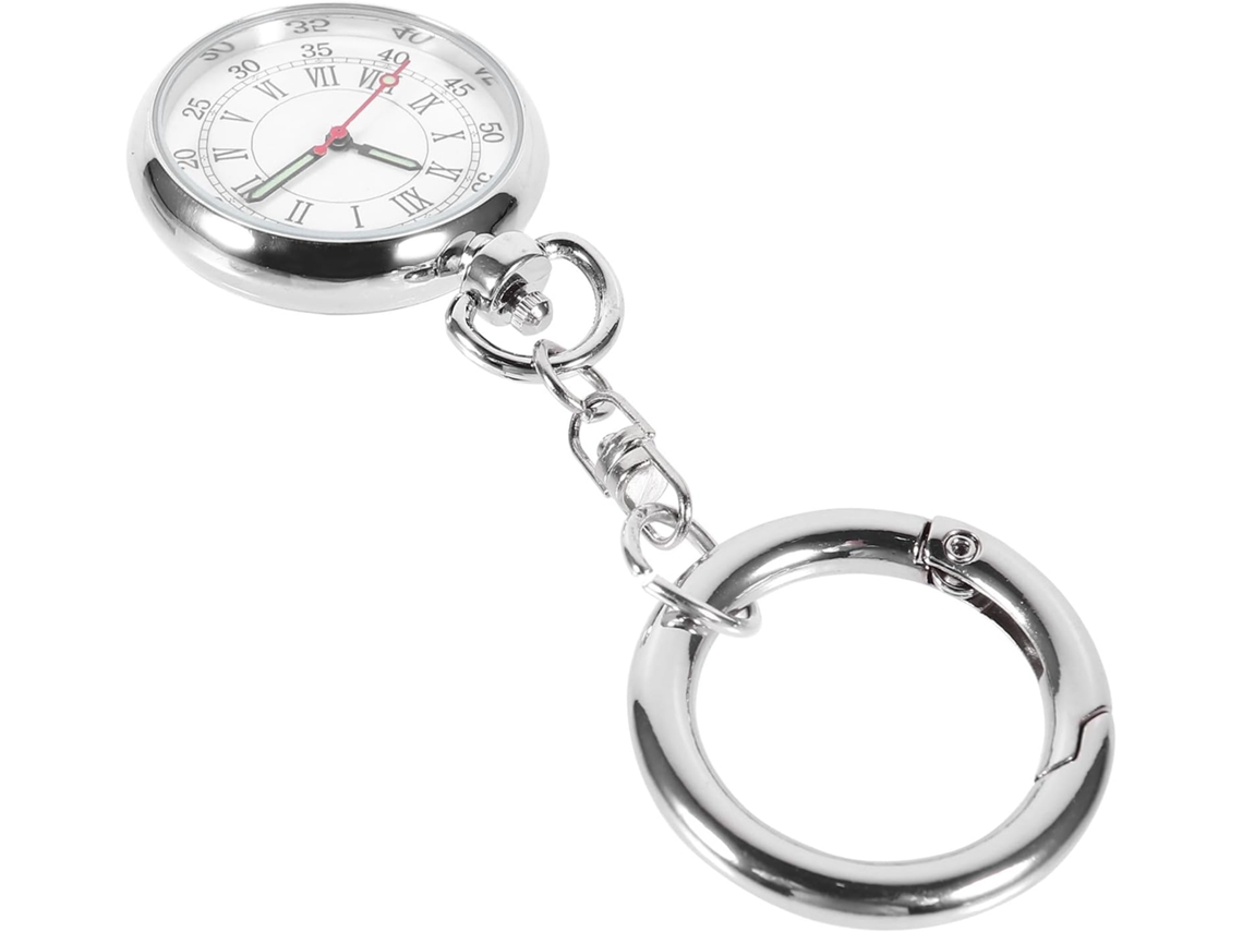 Reloj Enfermera Bolsillo Diseño Simple Movimiento Cuarzo Aleación Plateada Puntero Luminoso Fácil Llevar