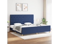 Estructura De Cama Con Cabecero De Tela Azul 200x200 Cm