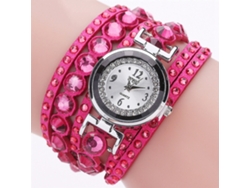 Relógio De Pulso Feminino Masculino Quartz Analógico De Lazer Fashion Roxo Com Strass