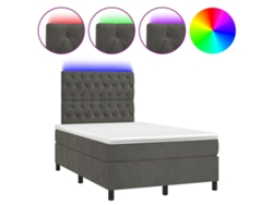 Maison Exclusive - Cama Box Spring Colchón Y Led Terciopelo Gris Oscuro 120x190 Cm