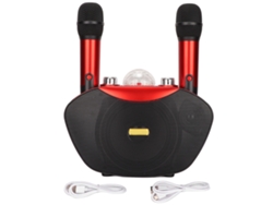Altavoz Portátil De Karaoke Bluetooth Con 2 Micrófonos Inalámbricos Y Luz Led Para Fiestas