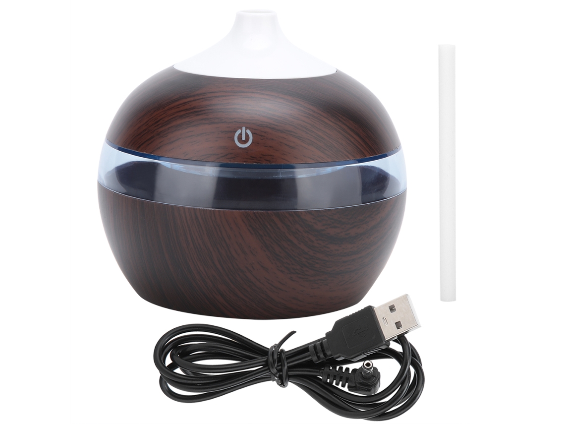 KOFIHETY Humidificador de Mesa Redondo con Grano de Madera para Uso Doméstico, Alimentado por USB