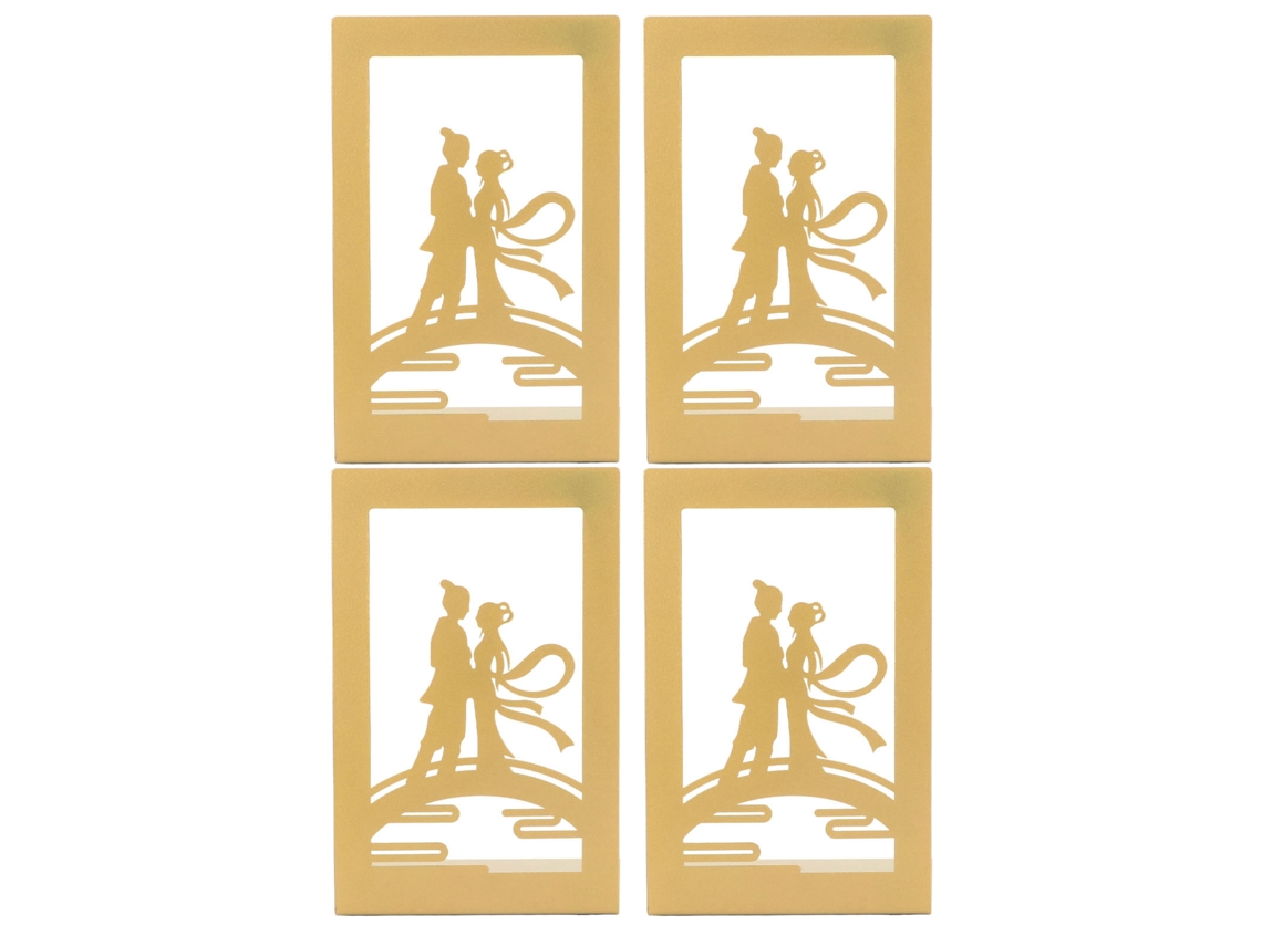4 Piezas Apoyabibliotecas Serie Amantes Metal Perforado Estructura Resistente Con Almohadillas Antideslizantes Para Estanterías