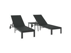 Maison Exclusive - Tumbona 2-persona 3 Pcs Negro Ratán Sintético