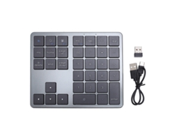 Teclado Numérico Sem Fio Bluetooth 35 Teclas Recarregável Universal Para Laptop Pc Tablet Cinza Preto