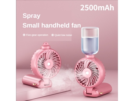 Ventilador de mano portátil con pulverizador plegable USB recargable 2500mAh BDL23 rosa