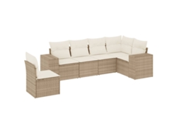 Conjunto 6 de sofás jardín con cojines VIDAXL ratán sintético beige