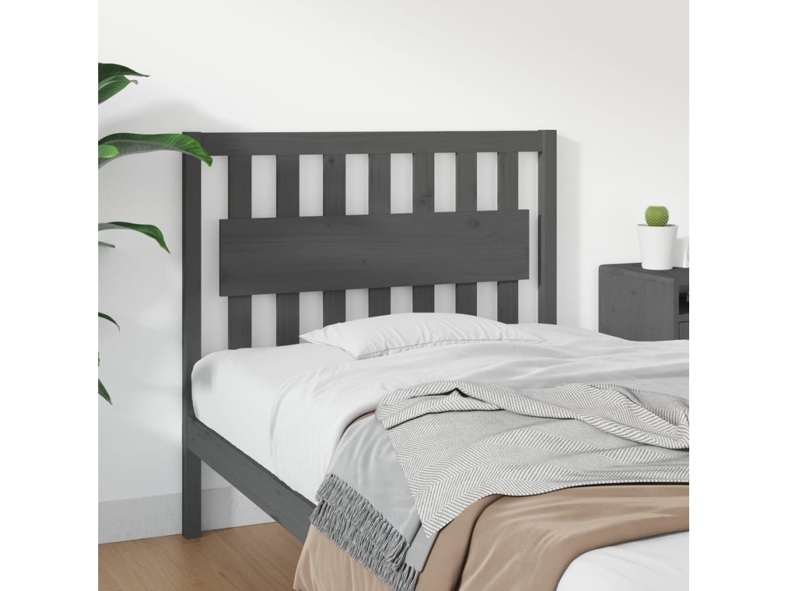 Cabecero De Cama Madera Maciza De Pino Gris 105,5x4x100 Cm