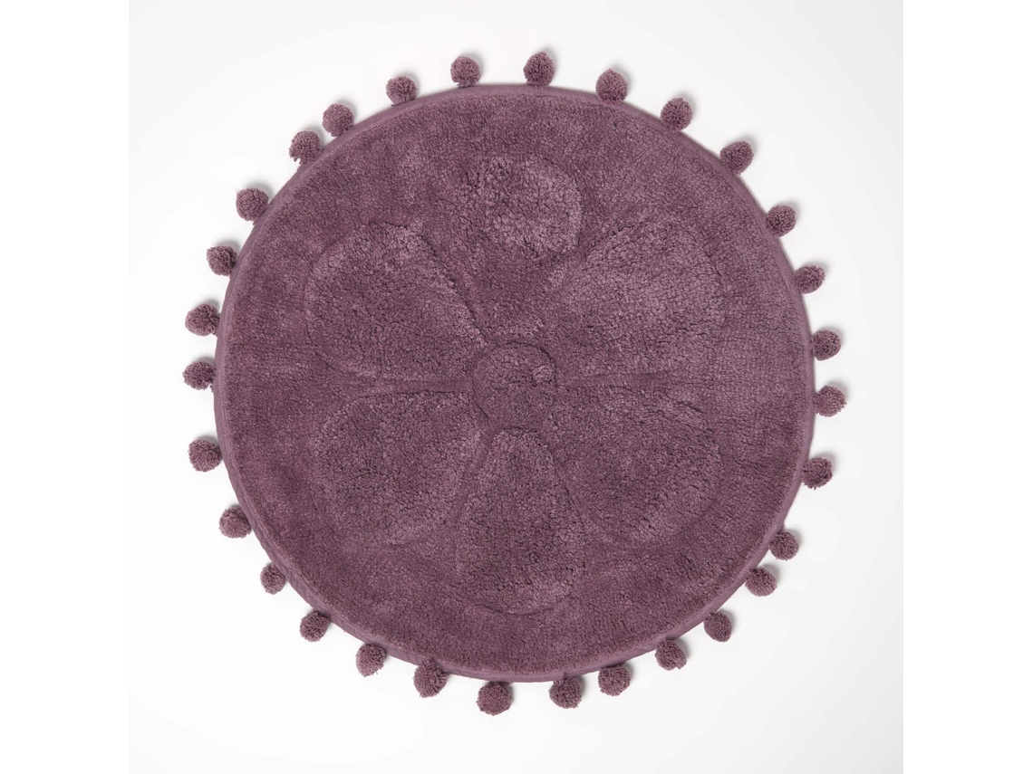 Homescapes Floral Bath Mat Blush Pink 100 Cotton With Pom Pom Edges