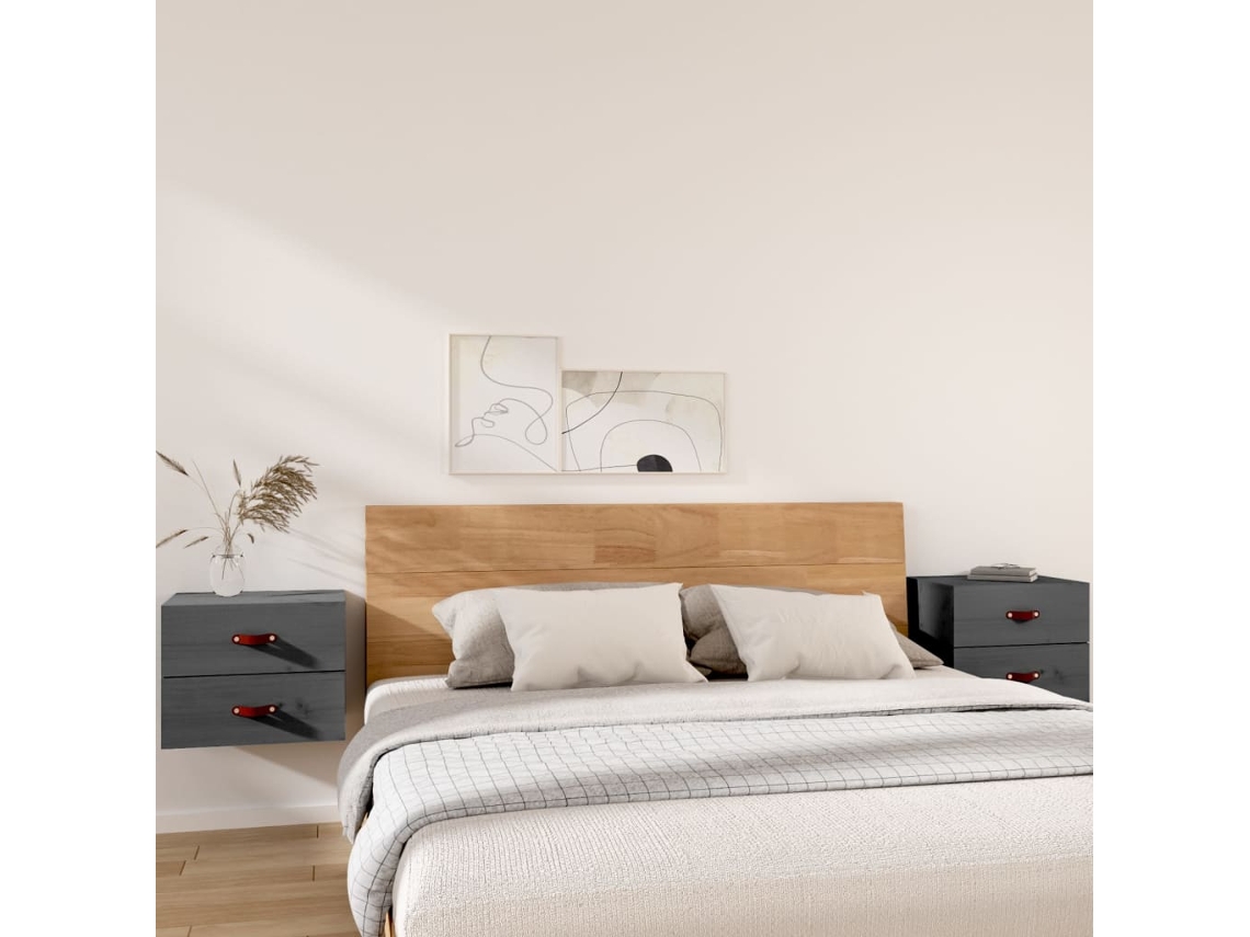 Mesitas de Noche de Pared 2 Pzs 50X36X40 Cm Gris