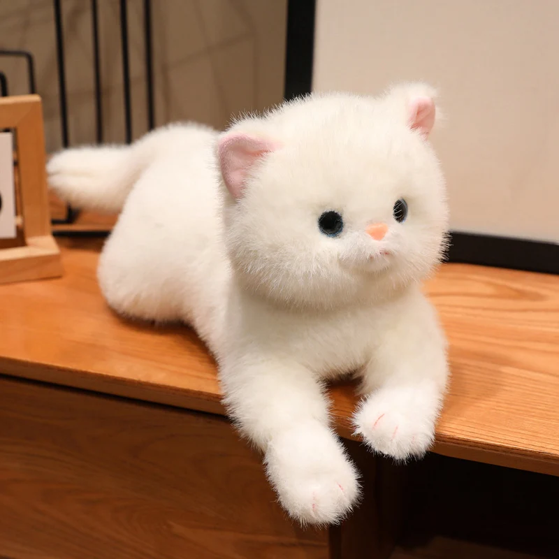 (blanco, 40 Cm) Lindo Muñeco De Peluche Realista De Gato De Anime Con Dibujos Animados