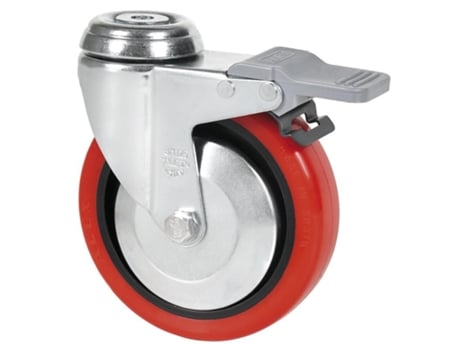 Rueda giratora agujero m12 freno 20bhafd100cp-ppia poliamix-poliur.rojo liso ALEX