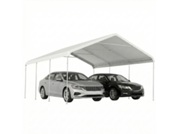 Carpa de garaje portátil de 5x6 m con estructura de acero galvanizado, impermeable, resistente a los rayos UV, refugio para herramientas, color crema.