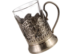 Juego Vasos Cristal Ruso Para Caliente Soporte Metálico Diseño Retro Hombres Mujeres