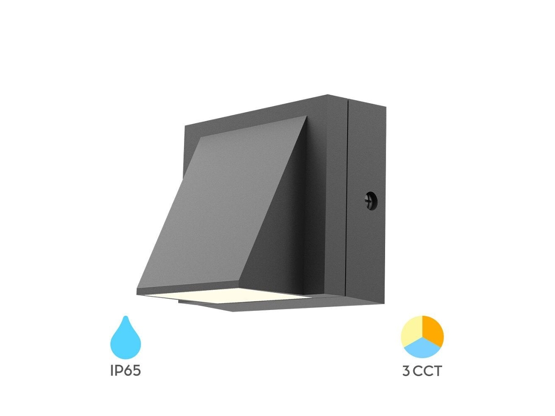 Aplique LED de pared para exterior Braytron 6W 3 en 1 IP65 gris
