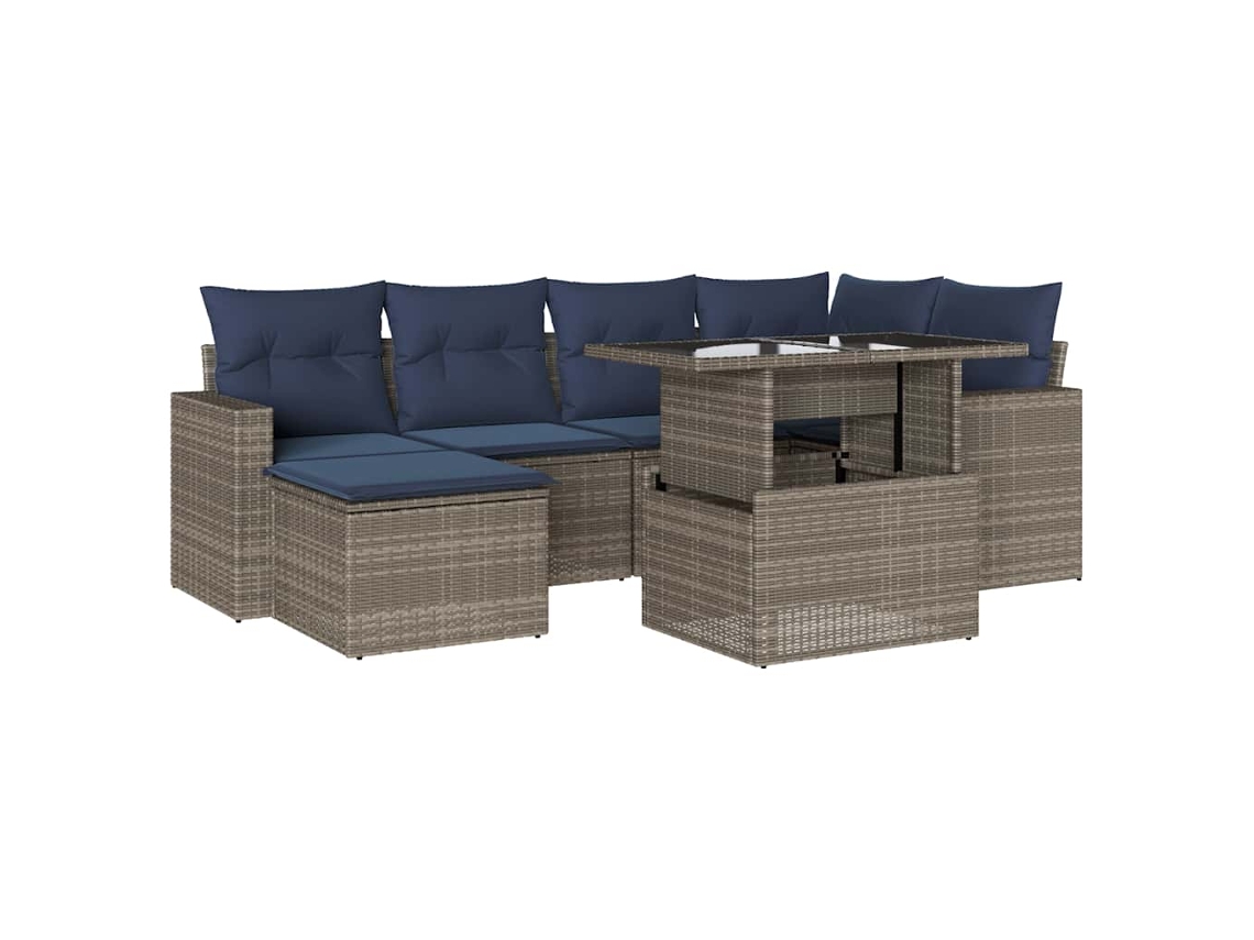 Maison Exclusive - Conjunto De Sofá De Jardín De 7 Piezas Con Cojines, Poliratán Gris
