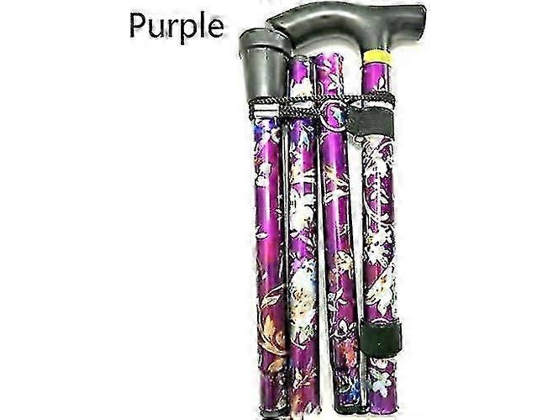 Bastón plegable ajustable de aluminio con estampado floral para senderismo y acampada, resistente y con ayuda para la movilidad_jki10