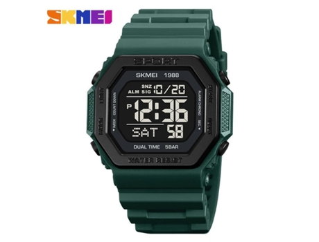 Reloj Electrónico Infantil Cuadrado con Pantalla Digital Multifuncional Impermeable Verde Oscuro VEANXIN