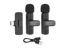 Micrófono De Solapa Inalámbrico 1 A 2 Con Cancelación Automática De Ruido Y Clip Para Grabación De Vídeo.