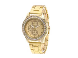 Reloj De Pulsera Analógico De Cuarzo Sencillo Con Brazalete De Acero Para Hombre Y Mujer (dorado)