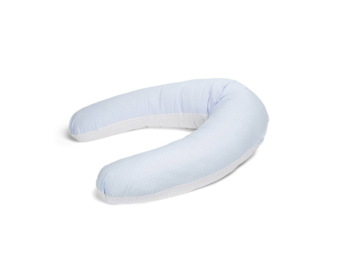 Almohada de maternidad y lactancia, azul evolutivo, 160 cm, funda extraíble y relleno de fibra, Xaluca