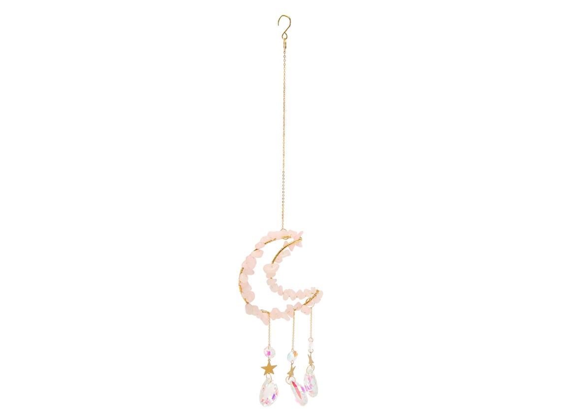 Luna de cristal rosa artesanal para decorar ventanas y jardines
